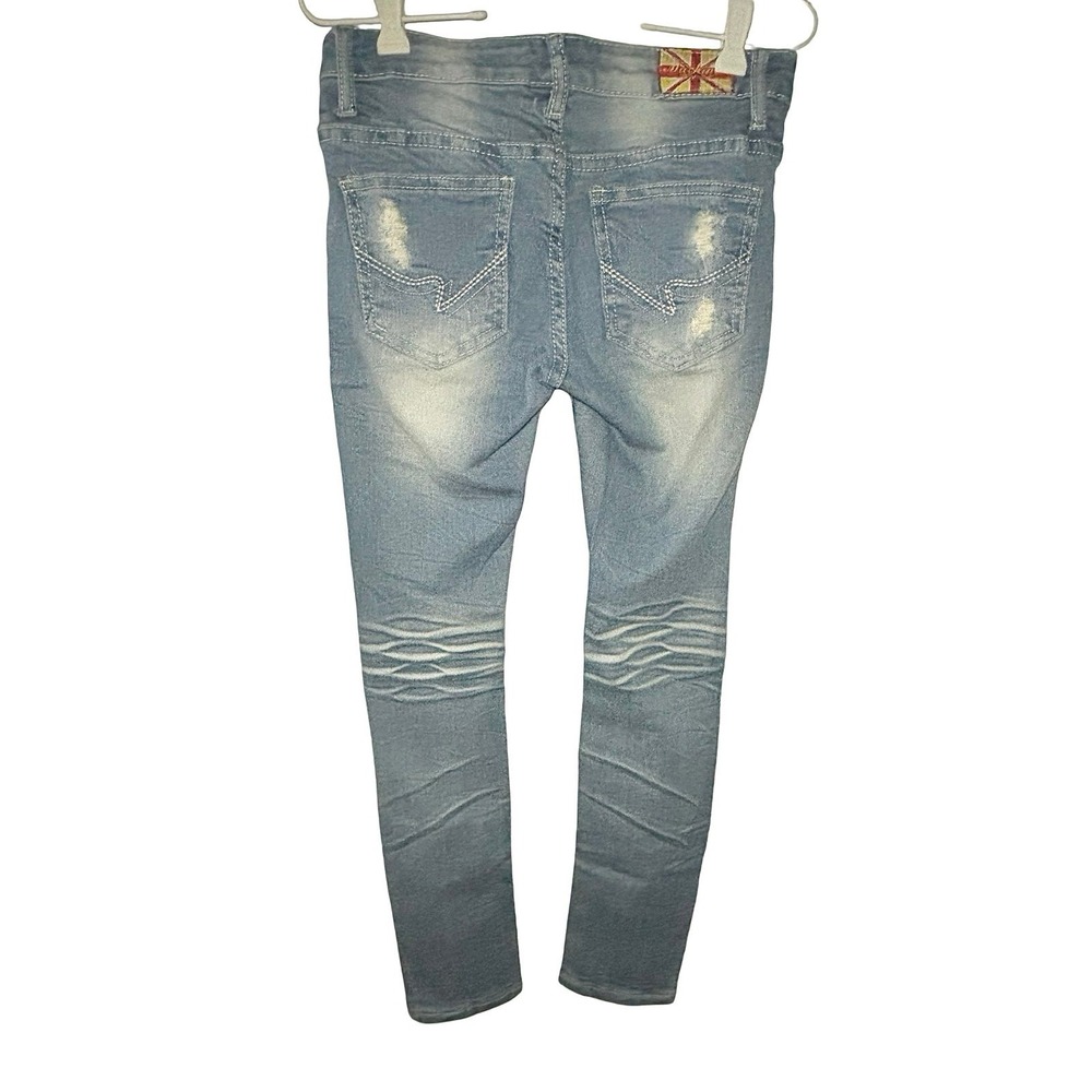 MACHINE Y2K Boutique Distressed Skinny Jeans, Size 0 - Picture 2 of 6